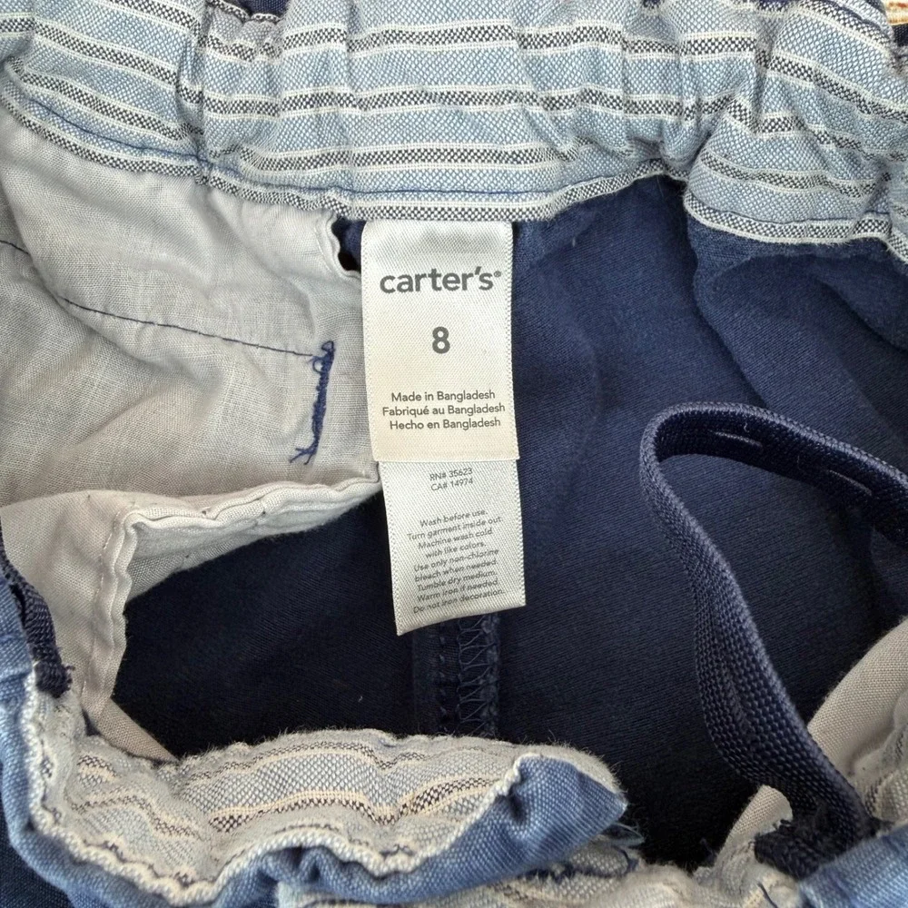 Carters Boys‎ Navy Blue Chino Shorts Size 8 Cotton Twill Uniform School Casual